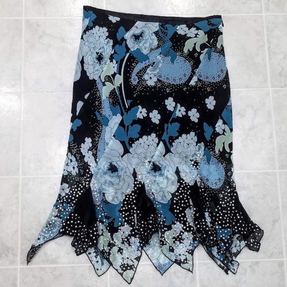 bebe Dresses & Skirts - Bebe 100% Silk Skirt Asymmetrical Handkerchief seq